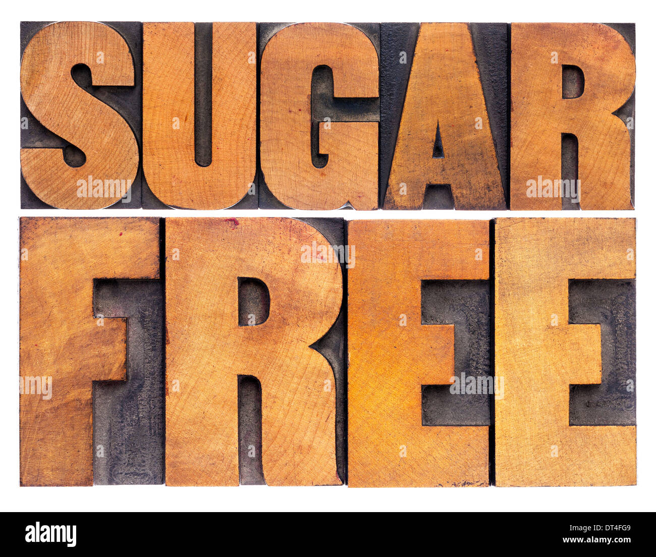 sugar free -nutrition concept - isolated text in vintage letterpress wood type Stock Photo