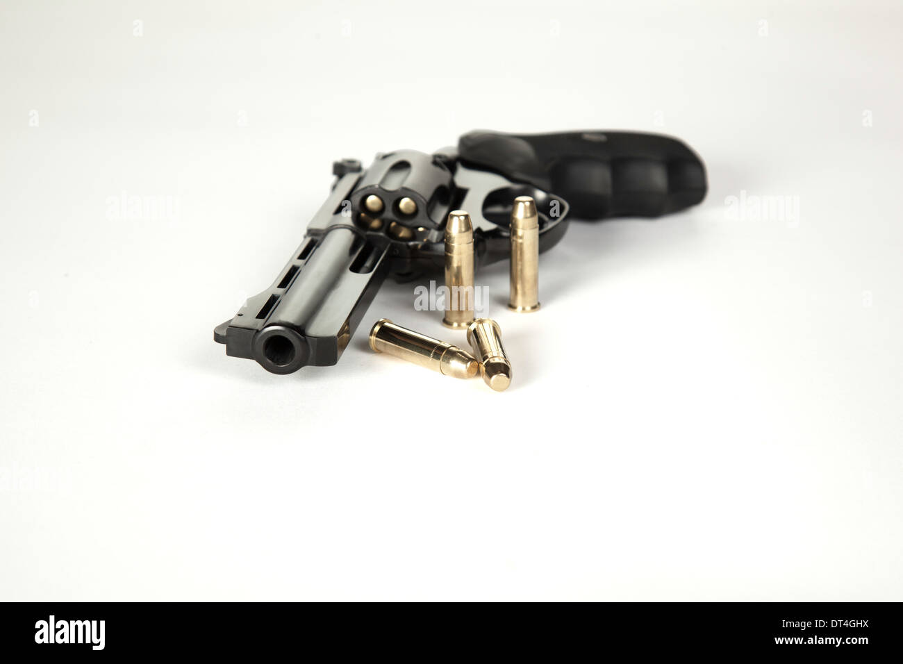 38 special revolver with bullets on white background with path for easy ...