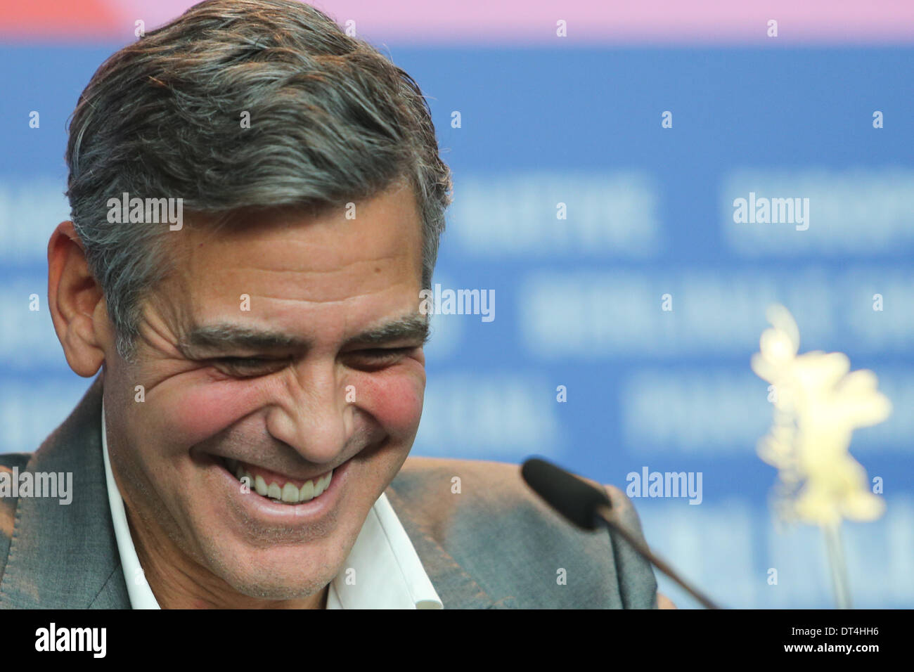 Berlin, Germany. 8th Feb, 2014. Director and actor George Clooney attends a press conference to promote the movie 'The Monuments Men' at the 64th Berlinale International Film Festival in Berlin, Germany, on Feb. 8, 2014. Credit:  Zhang Fan/Xinhua/Alamy Live News Stock Photo
