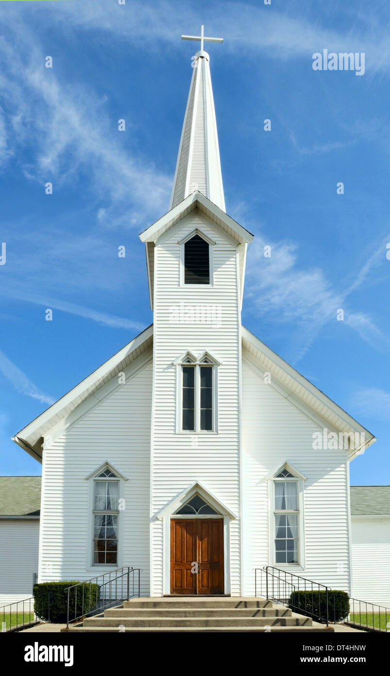 Rural Church, Midwest, Ohio, near Akron, USA Stock Photo