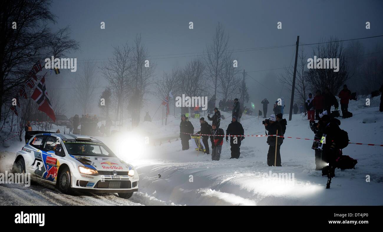 07.02.2014. World Rally Championships Rally of Sweden. Sebastien Ogier (FR) / Julien Ingrassia (FR) - Volkswagen Polo WRC Stock Photo