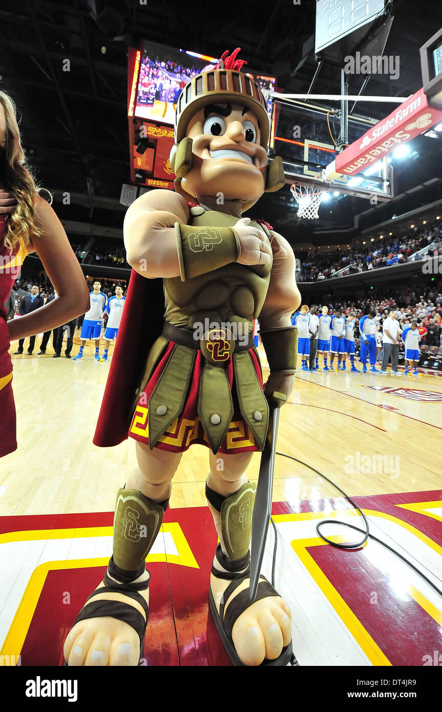 Los Angeles, CA, USA. 8th Feb, 2014. USC Trojans Mascot Tommy Trojan during the College Basketball game between the UCLA Bruins and the USC Trojans at the Galen Center in Los Angeles, California.Louis Lopez/CSM/Alamy Live News Stock Photo