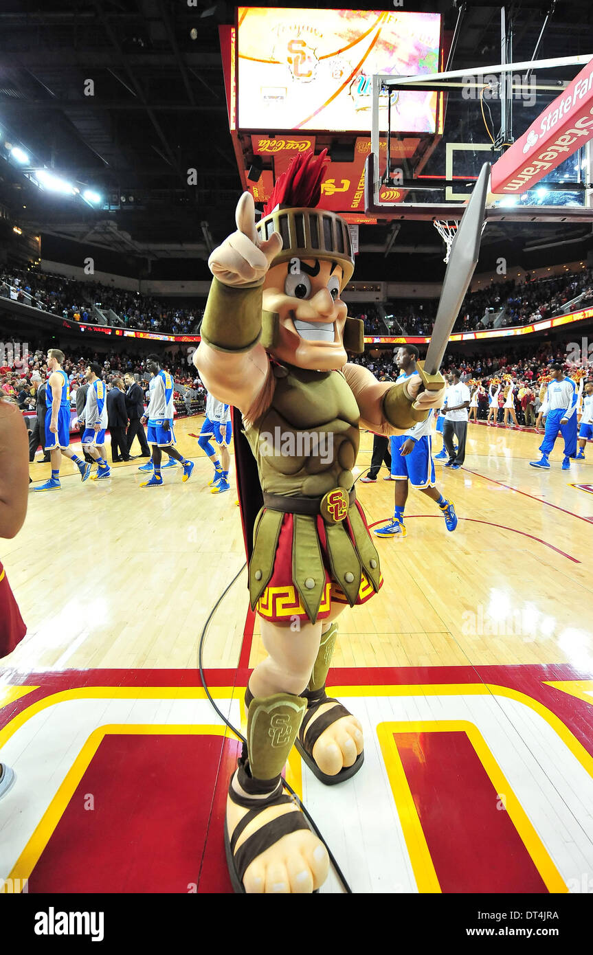 Los Angeles, CA, USA. 8th Feb, 2014. USC Trojans Mascot Tommy Trojan during the College Basketball game between the UCLA Bruins and the USC Trojans at the Galen Center in Los Angeles, California.Louis Lopez/CSM/Alamy Live News Stock Photo