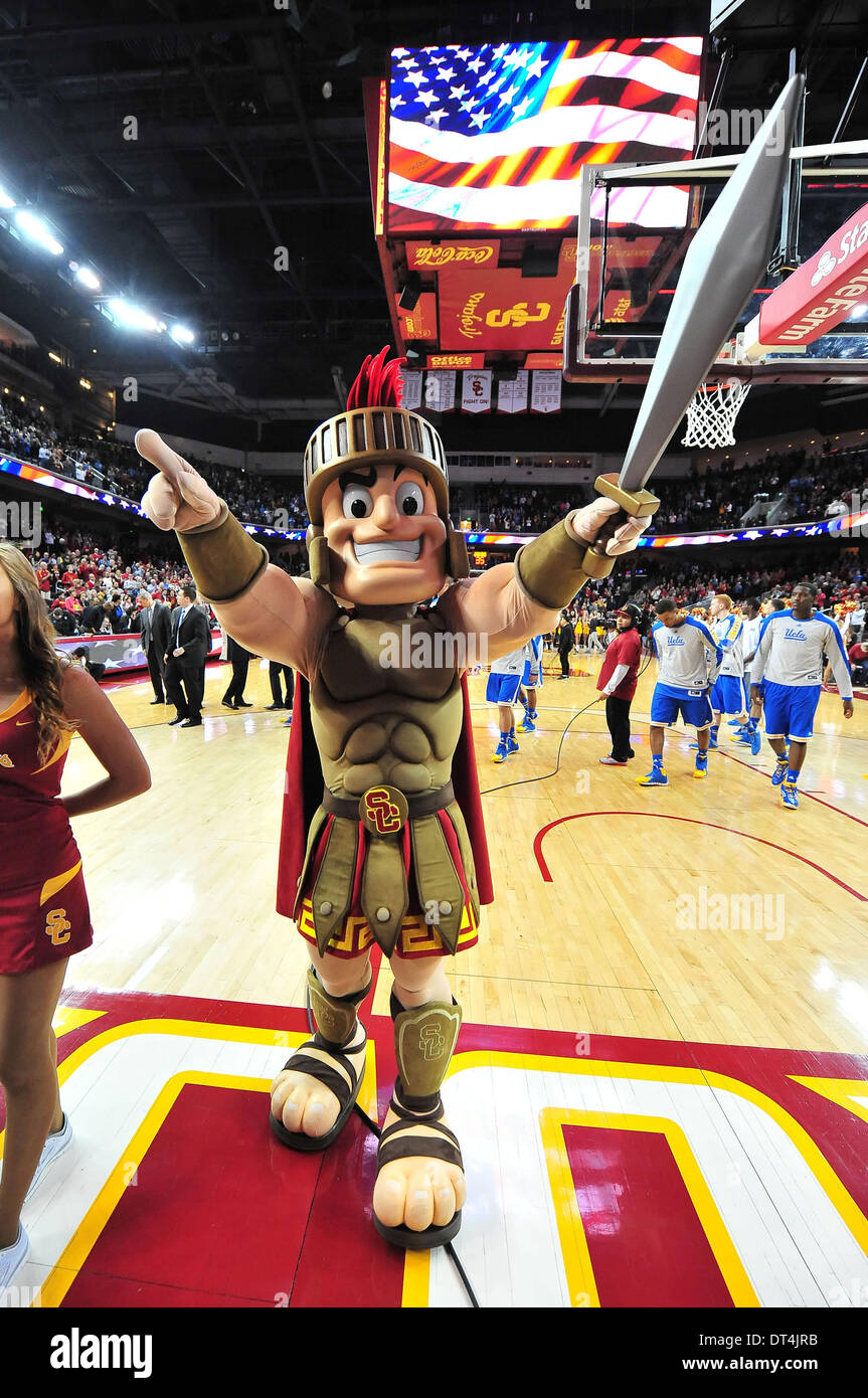 Los Angeles, CA, USA. 8th Feb, 2014. USC Trojans Mascot Tommy Trojan during the College Basketball game between the UCLA Bruins and the USC Trojans at the Galen Center in Los Angeles, California.Louis Lopez/CSM/Alamy Live News Stock Photo