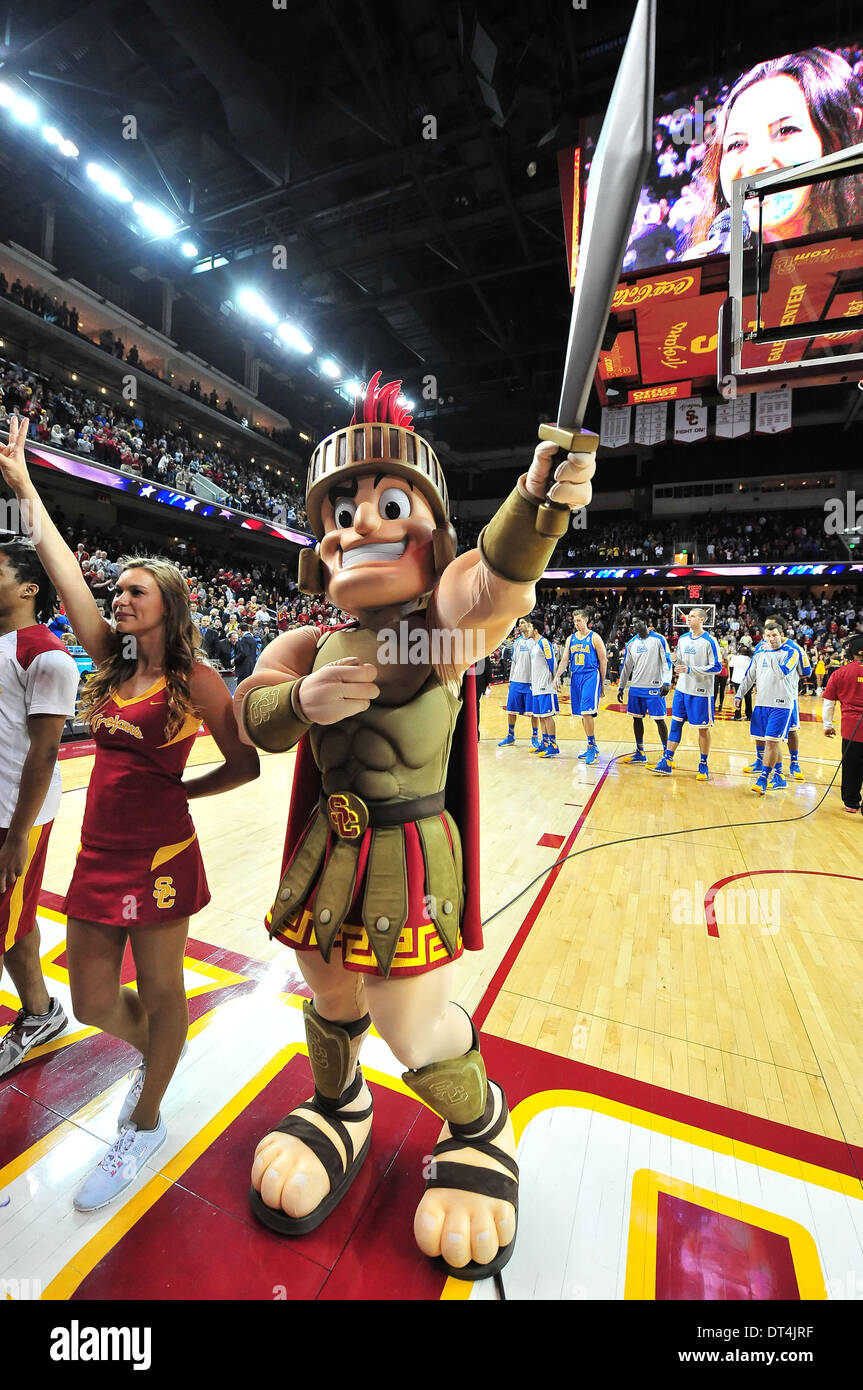 Los Angeles, CA, USA. 8th Feb, 2014. USC Trojans Mascot Tommy Trojan during the College Basketball game between the UCLA Bruins and the USC Trojans at the Galen Center in Los Angeles, California.Louis Lopez/CSM/Alamy Live News Stock Photo