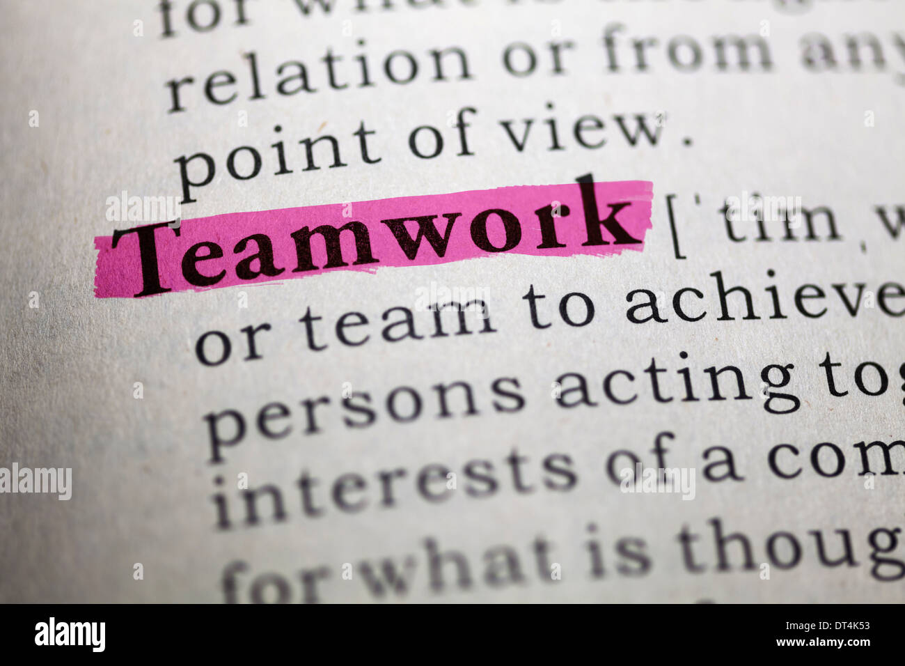 Dictionary definition of the word teamwork Stock Photo Alamy