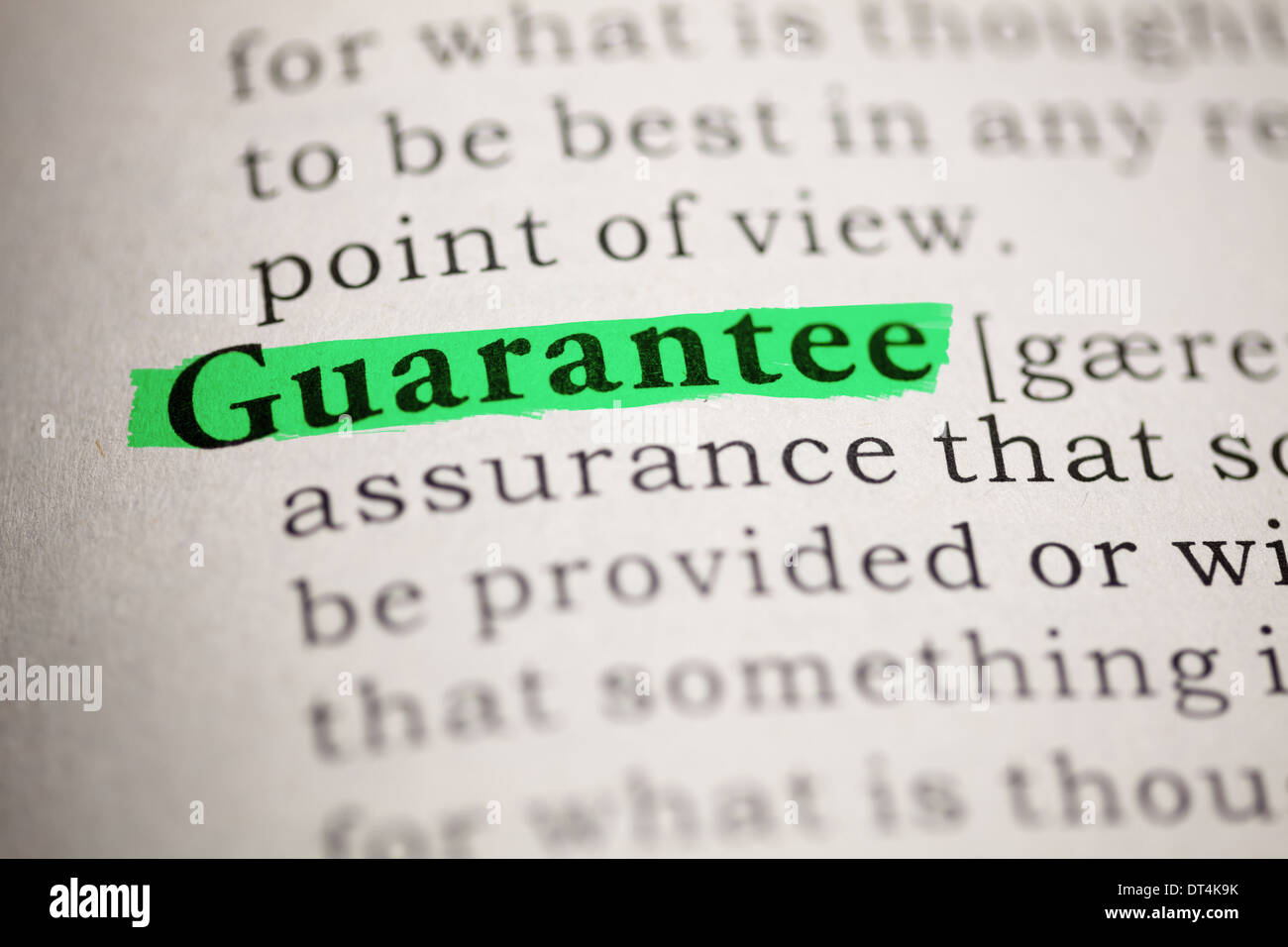 Fake Dictionary, Dictionary definition of the word Guarantee Stock