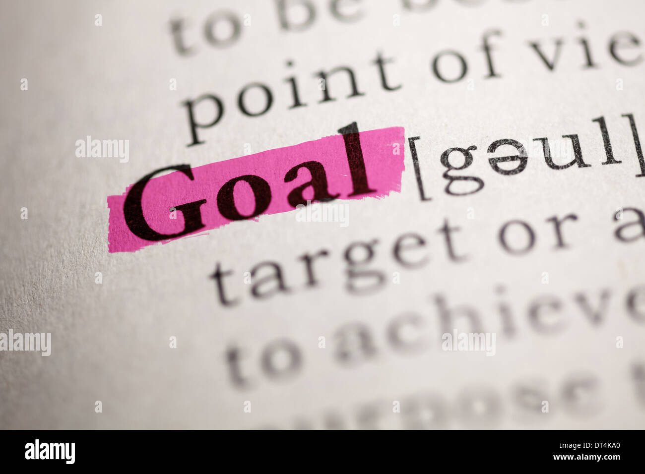 Fake Dictionary, Dictionary definition of the word Goal Stock Photo - Alamy