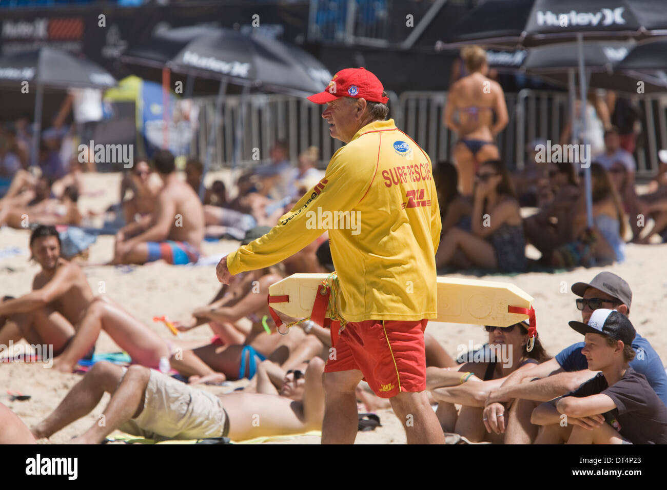 male lifesaver on manly beach,sydney,australia Stock Photo