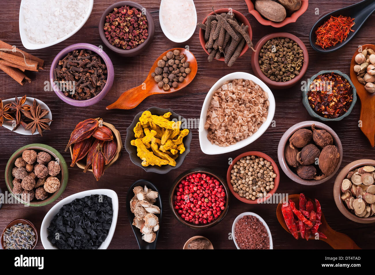 Large set of spices and seasonings and salt, top view Stock Photo Alamy