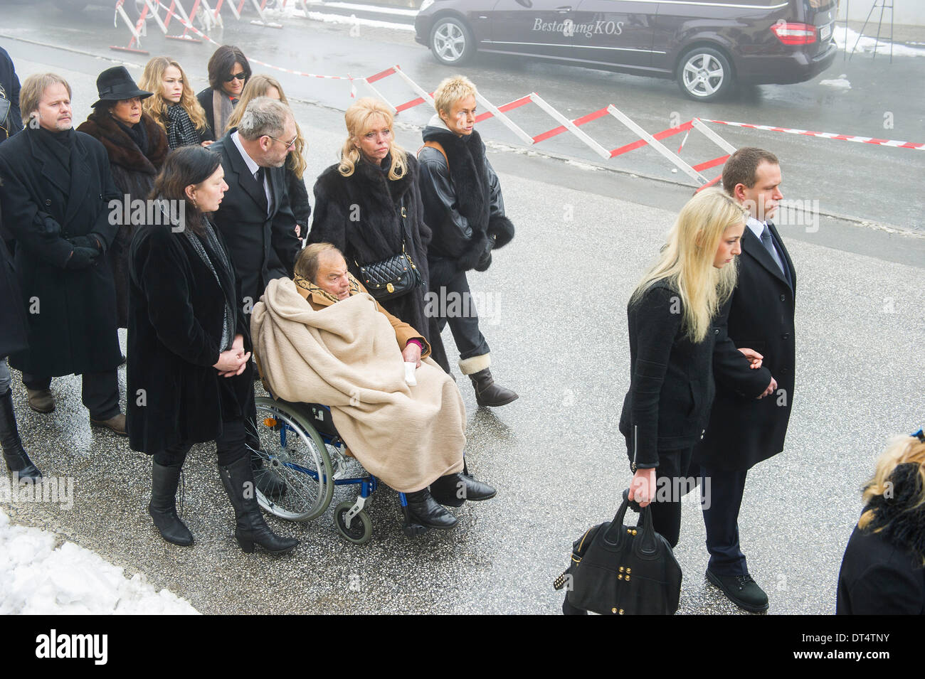 Preitenegg, Austria. 08th Feb, 2014. Schell's brother Carl Schell attends the funeral service for the Swiss-Austrian actor Maximilian Schell in his hometown Preitenegg, Austria, 08 February 2014. Maximilian Schell died aged 83 after a surgery on 01 February 2014. Photo: Marc Mueller/dpa/Alamy Live News Stock Photo