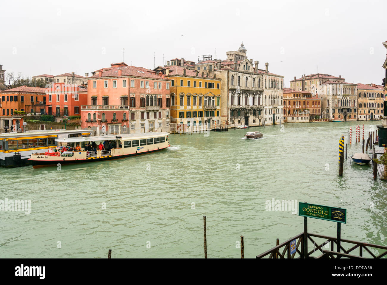 Venice, Italy. View over the Grand Canal at an overcast rainy day. Stock Photo