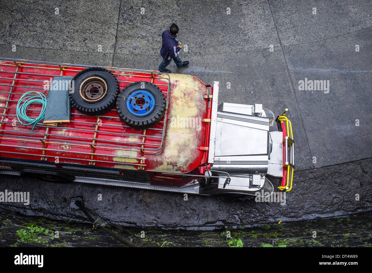 jeepneys on the street, view from above, Philippines Stock Photo