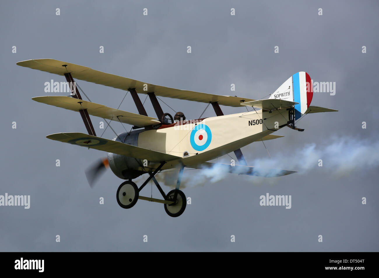 Sopwith Triplane First world War fighter aircraft replica flying at
