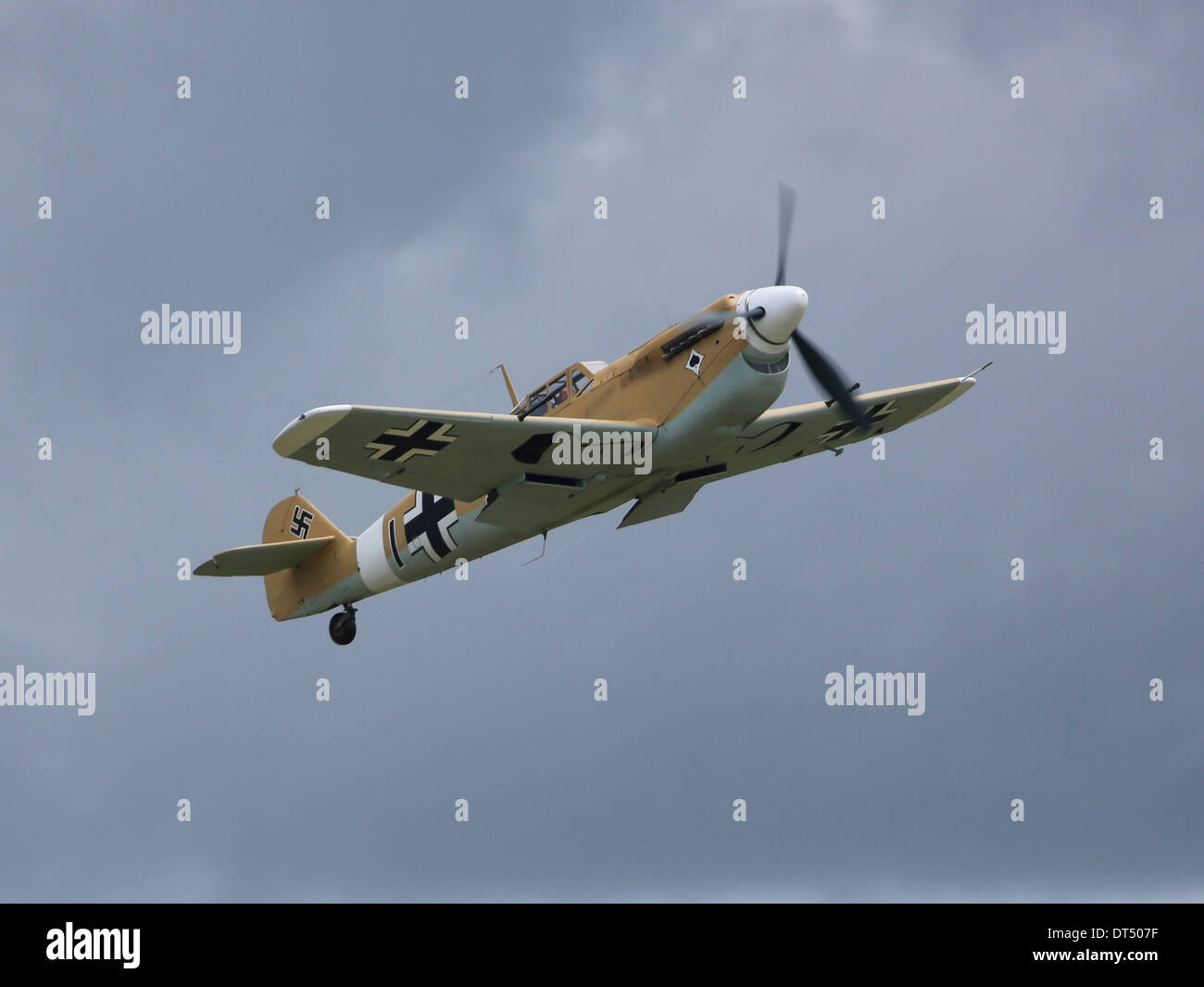 Messerschmitt Bf 109 German  WW2 fighter aircraft at Flying Legends Airshow 2012 Stock Photo
