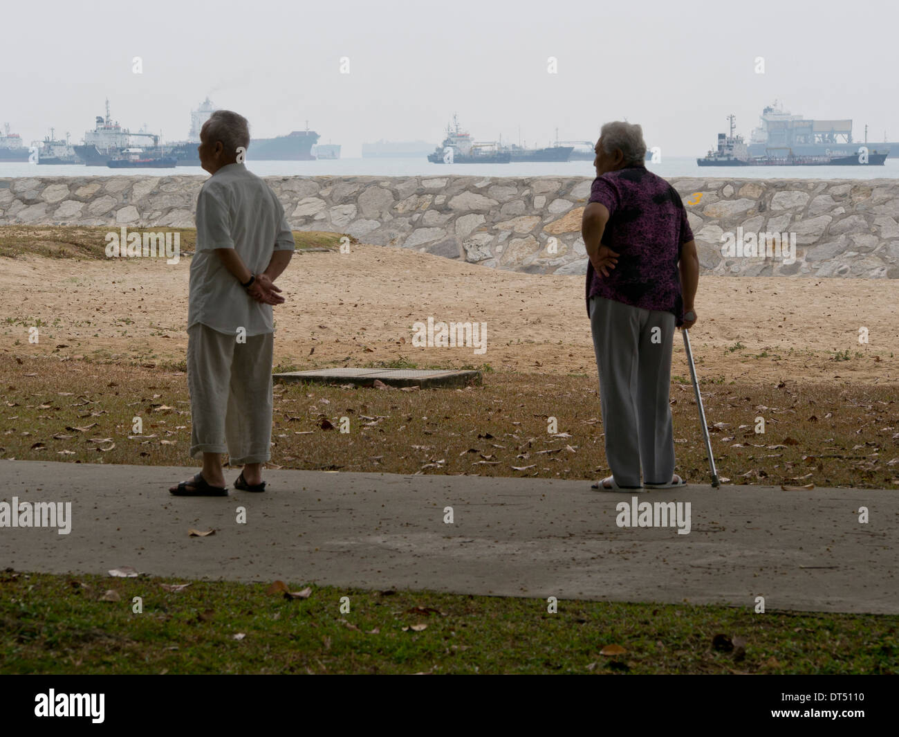 Elder senior citizens at the East Coast Park, Singapore Stock Photo