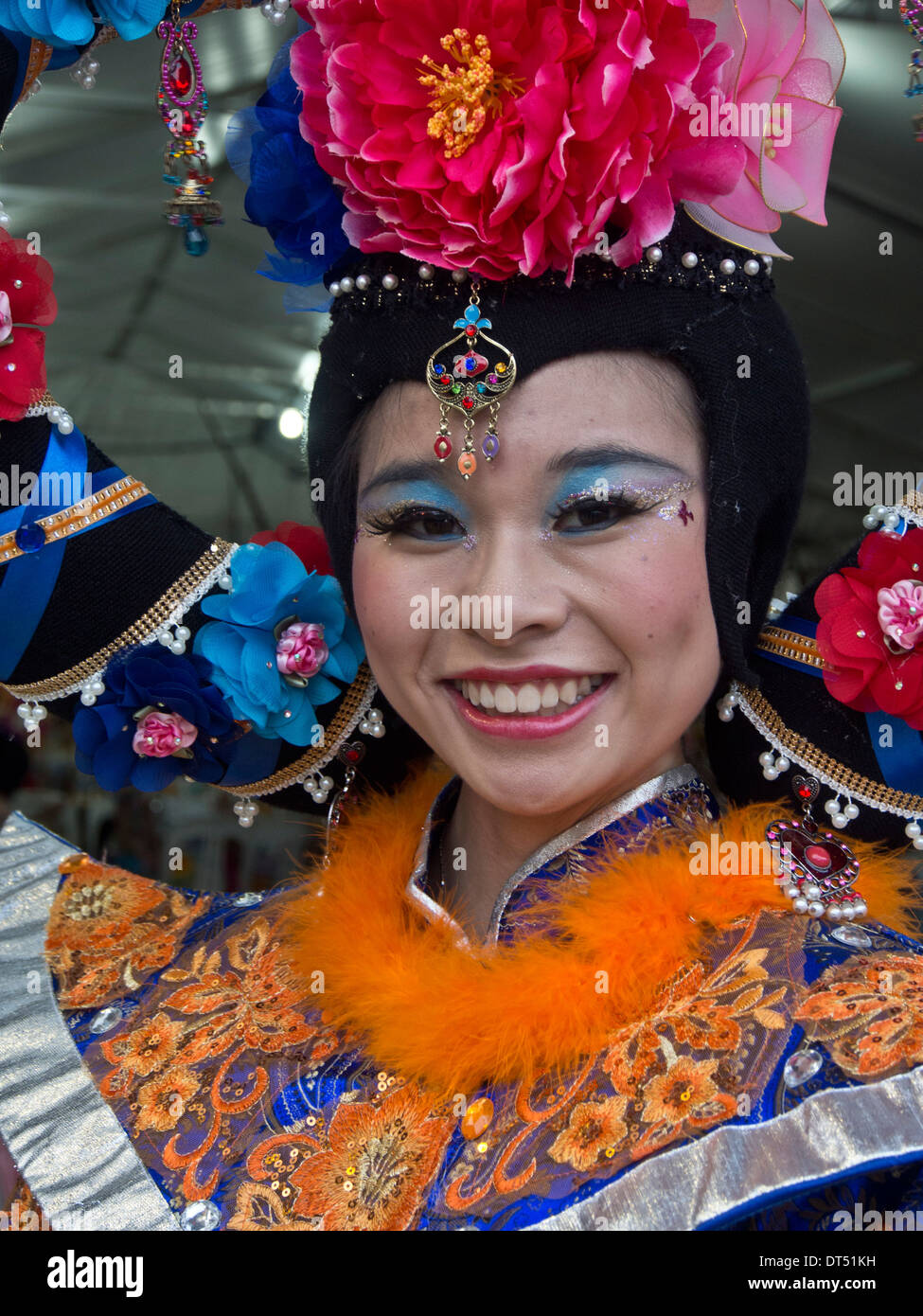 Dancers and performers in traditional costumes at the yearly Chingay