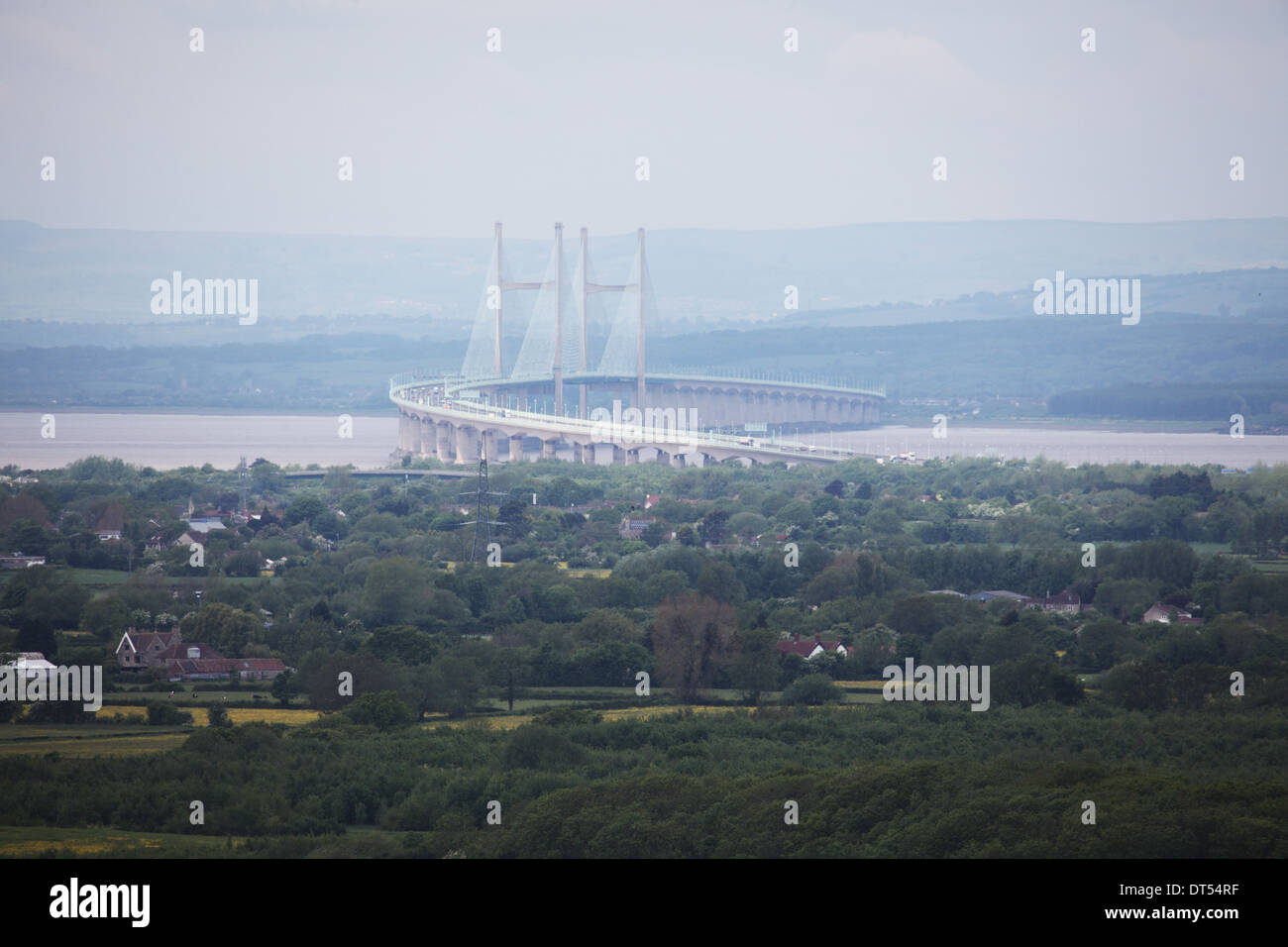 Second Severn Crossing Bridge viewed from Almondsbury Stock Photo