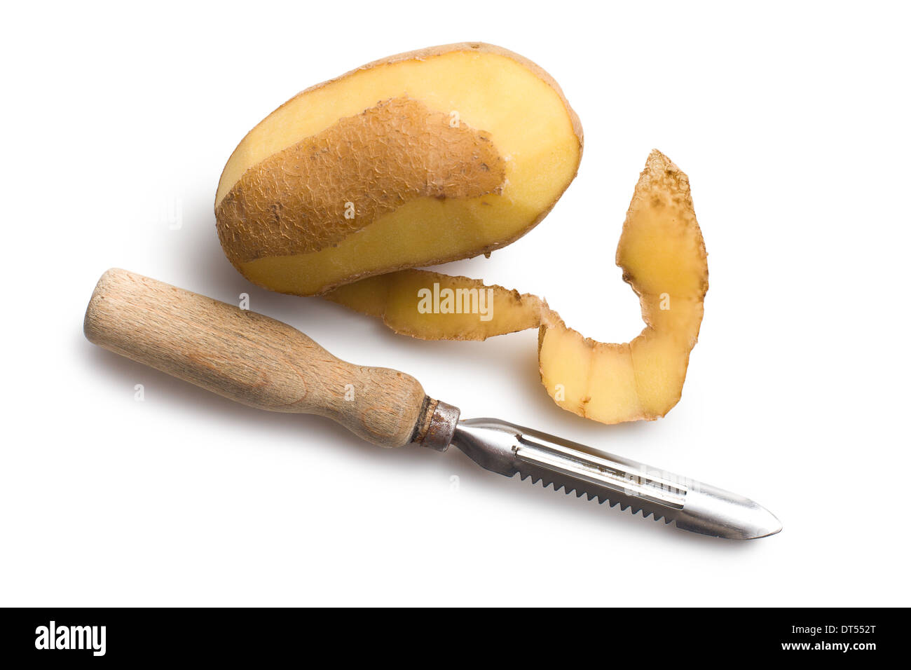 https://c8.alamy.com/comp/DT552T/peeled-potato-with-old-potato-peeler-on-white-background-DT552T.jpg
