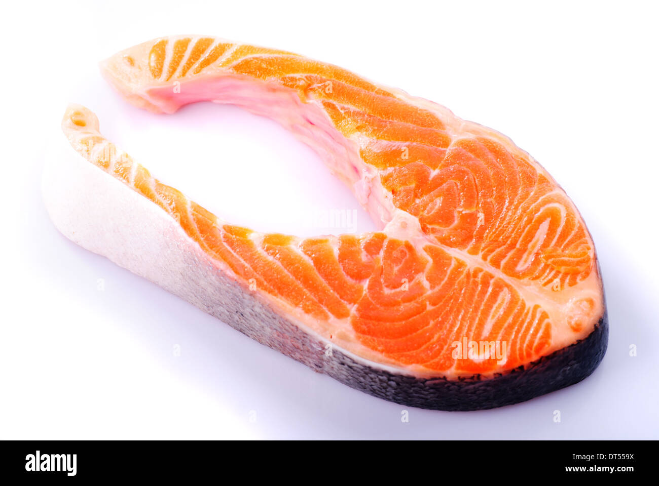 Salmon steak isolated on white background Stock Photo - Alamy