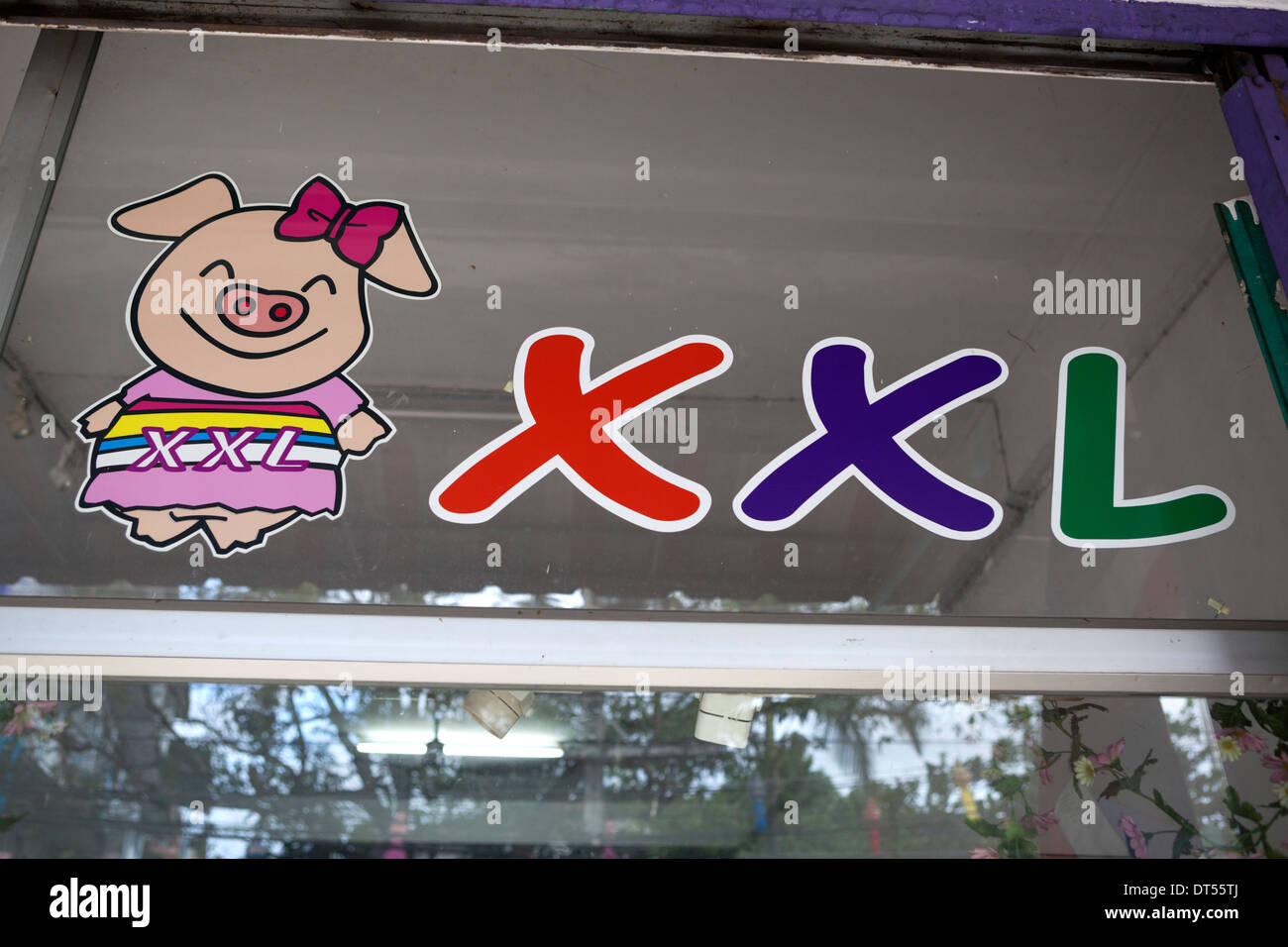 XXL clothes shop - Chiang Rai - Thailand Stock Photo