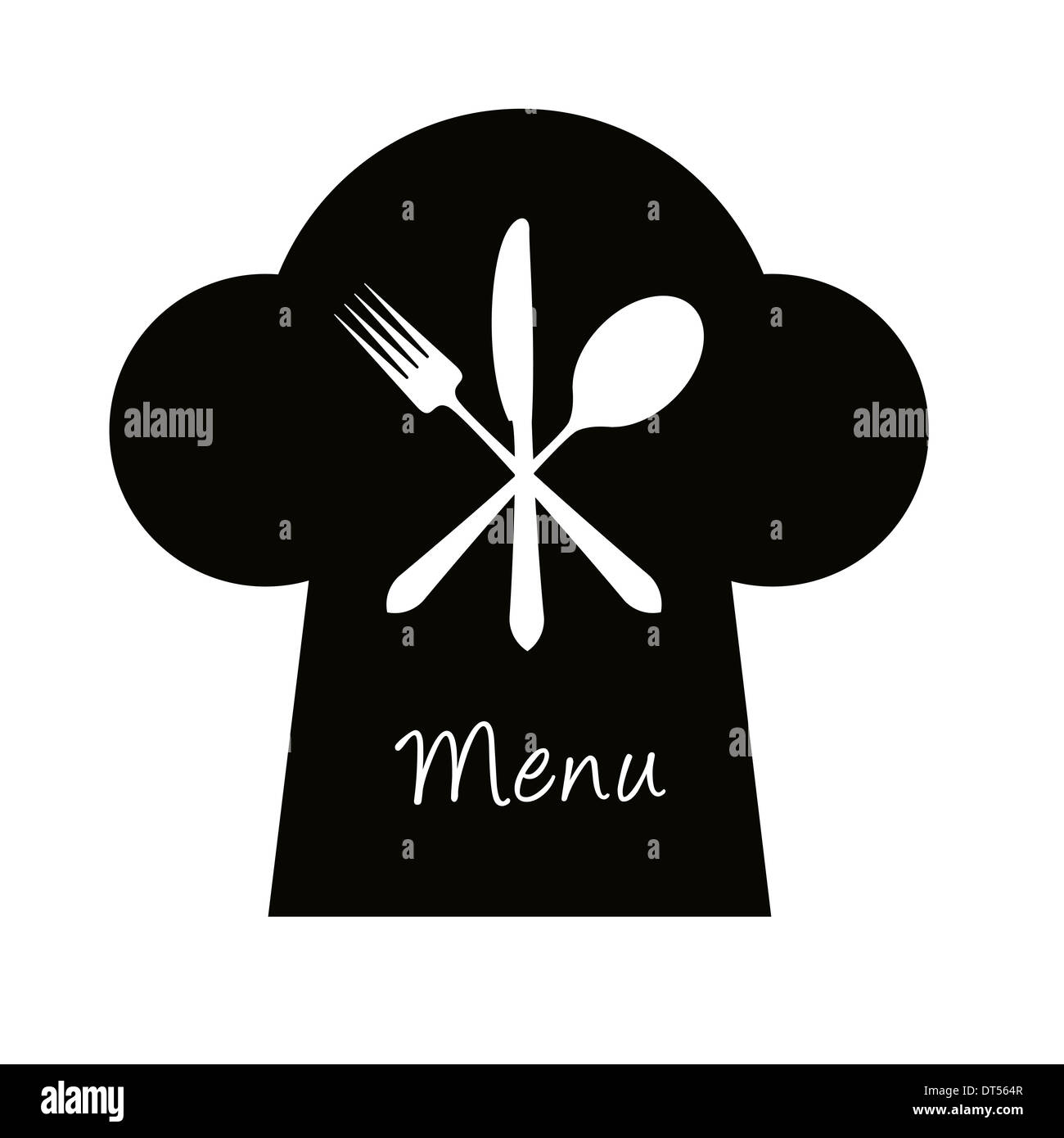 Chef hat with fork, knife and spoon menu concept Stock Photo Alamy
