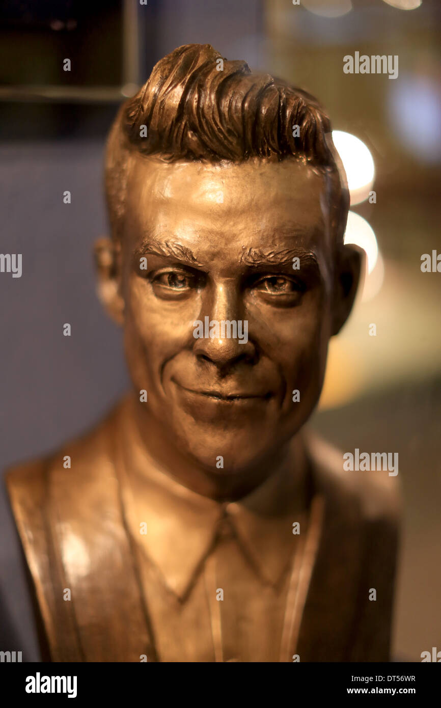 A bust statue of singer Robbie Williams, the former Take That star Stock Photo