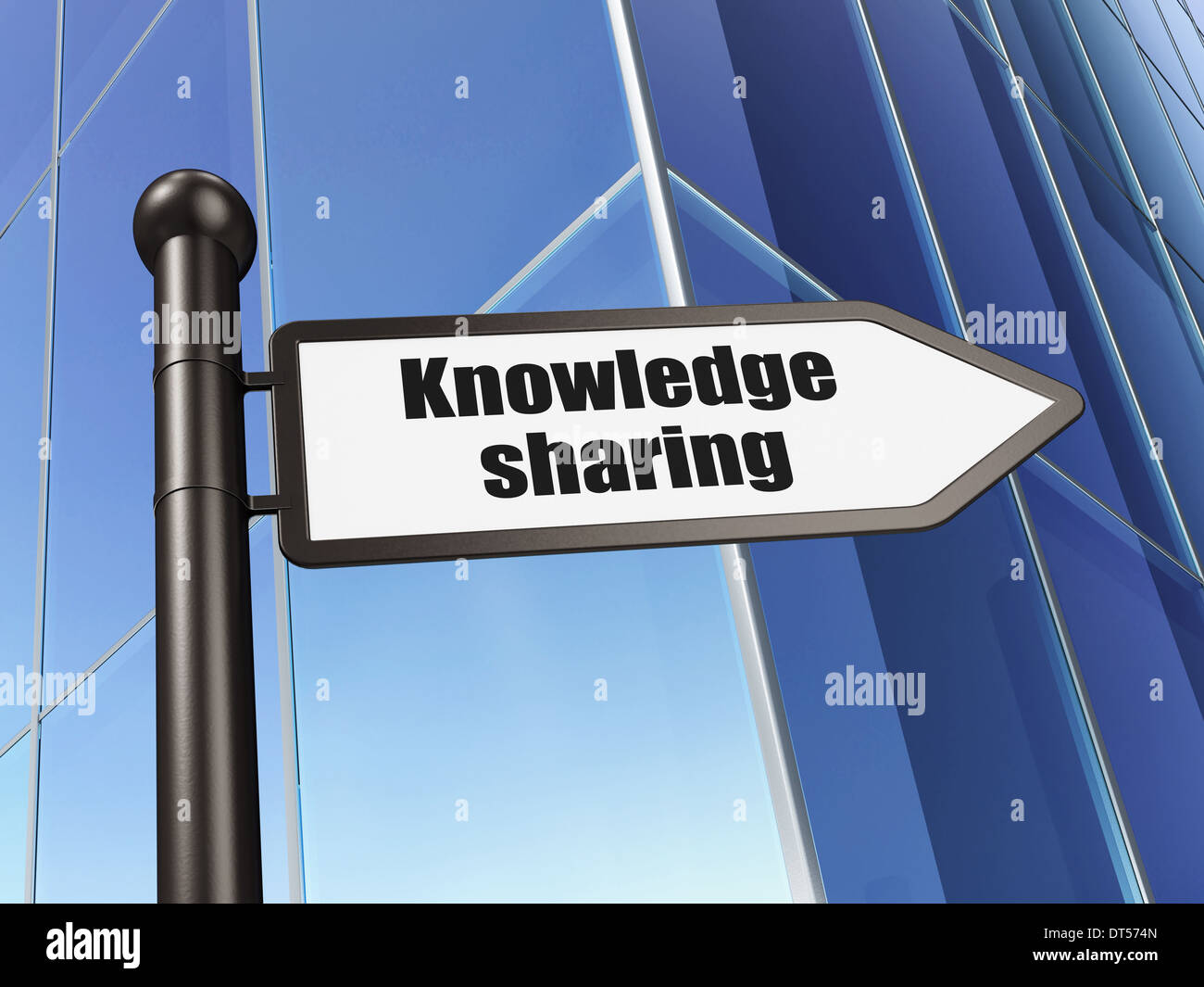 Education concept: sign Knowledge Sharing on Building background Stock ...