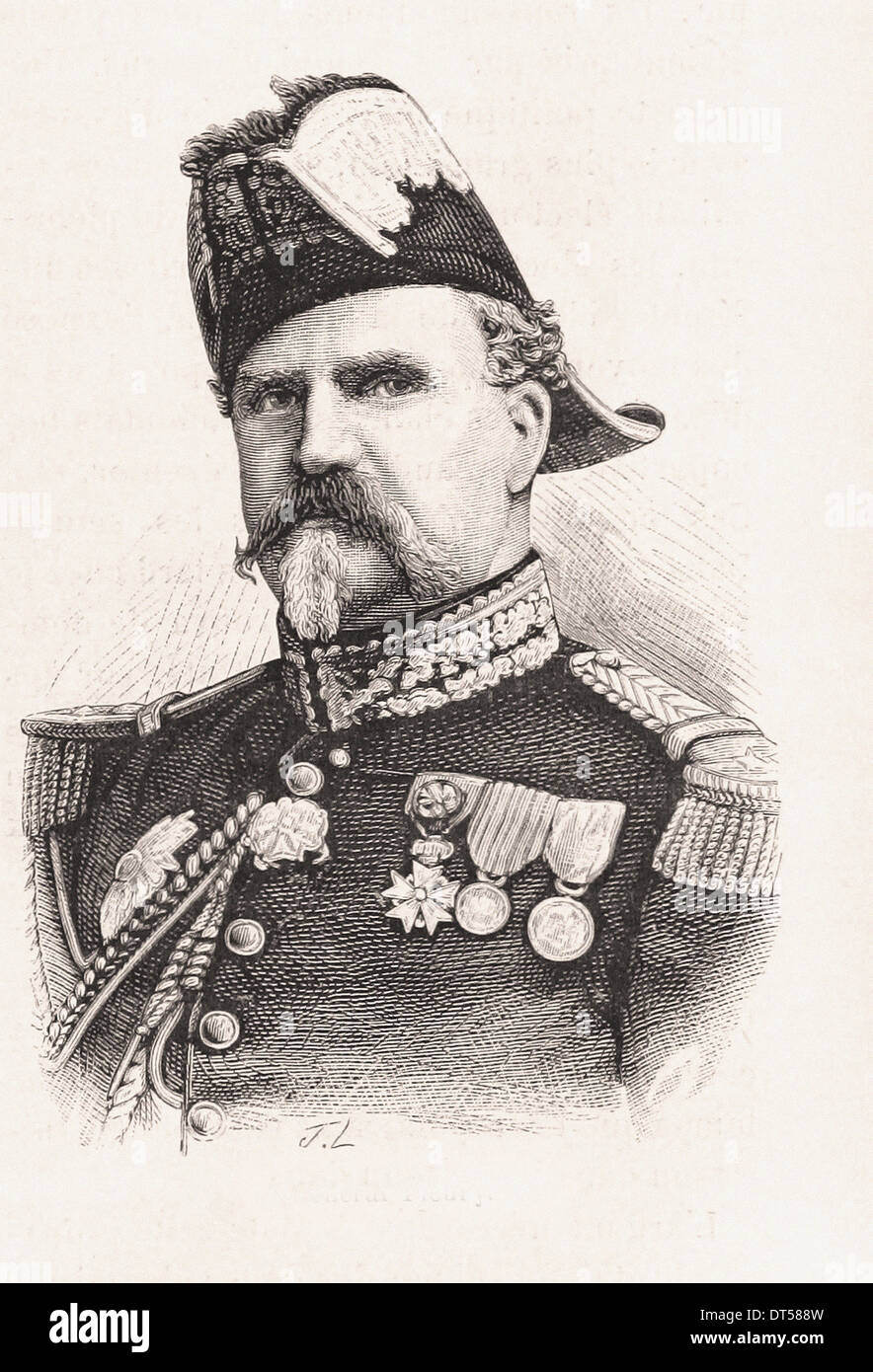 Portrait of Général Fleury - French engraving XIX th century Stock Photo