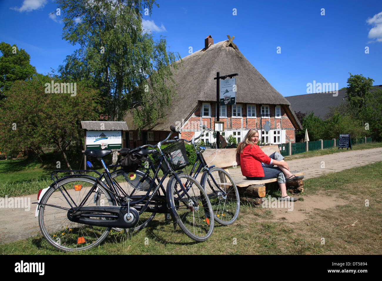 Elbe river cycle route, Pension in   Unbesandten near Doemitz, Brandenburg, Germany, Europe Stock Photo