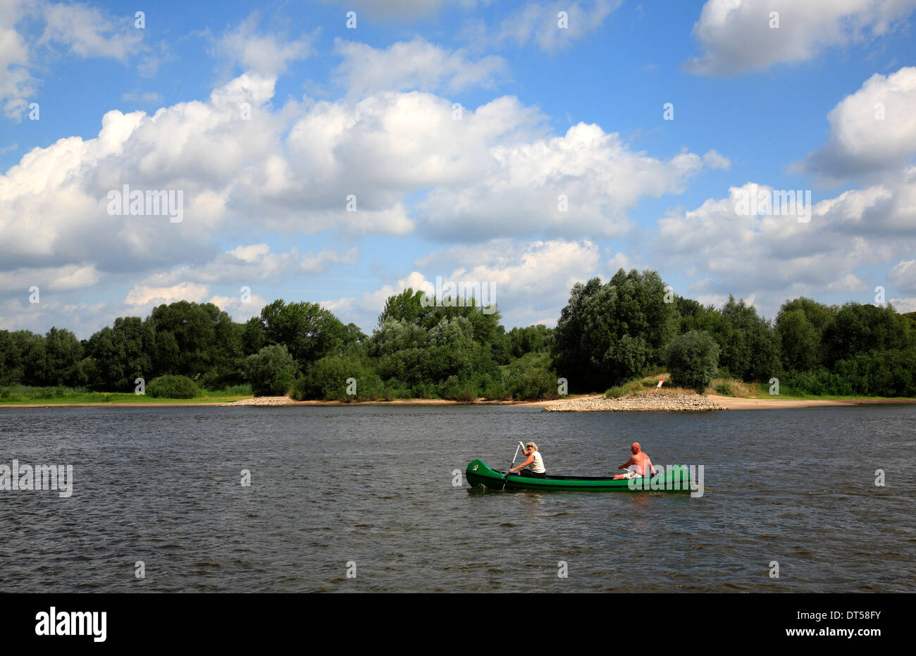 Canoe tour on river Elbe near Bleckede, Lower Saxony, Germany, Europe Stock Photo