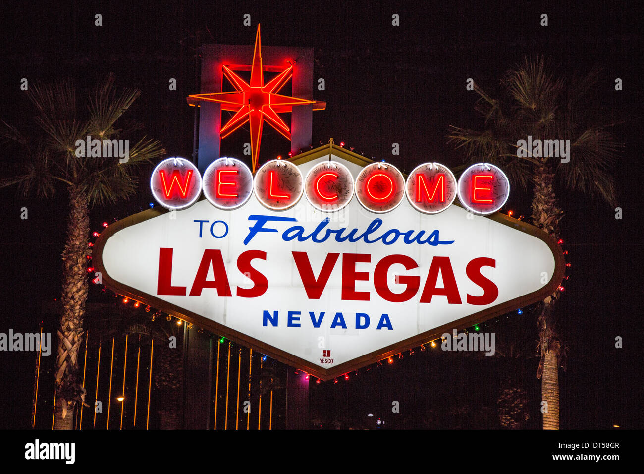 Las Vegas sign, welcome to fabulous Las Vegas, Nevada, U.S.A. Stock Photo