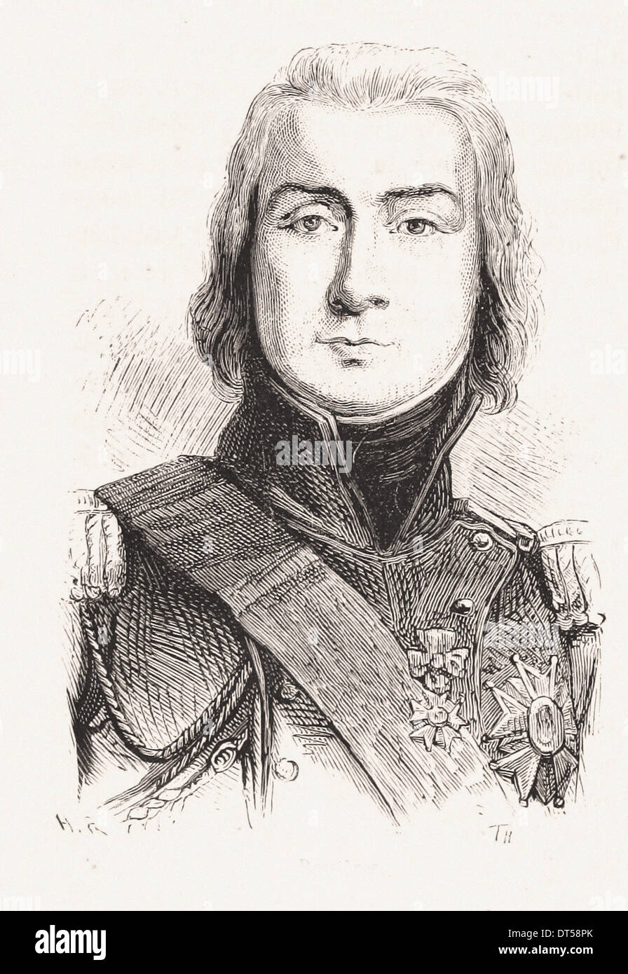 Portrait of Bessières - French engraving XIX th century Stock Photo