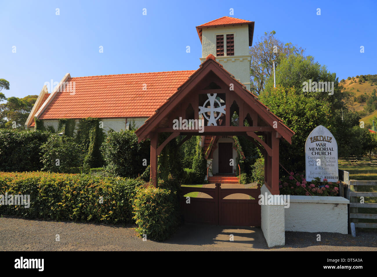 Eskdale War Memorial Church, Eskdale, Napier, Hawkes Bay, North Island, New Zealand Stock Photo