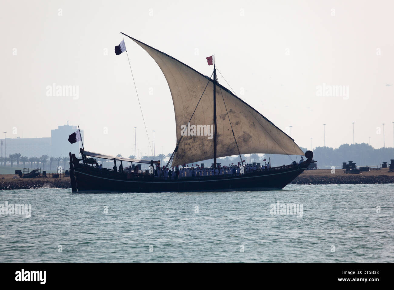 Traditional arabian sail dhow in Doha, Qatar, Middle East Stock Photo