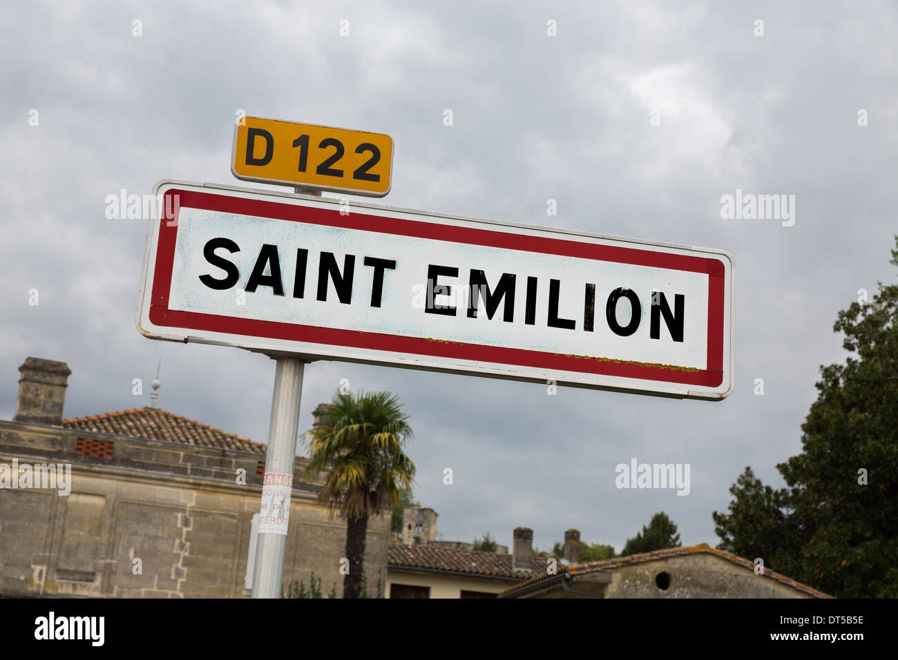 St Emilion, Aquitaine, France. Road sign. Stock Photo