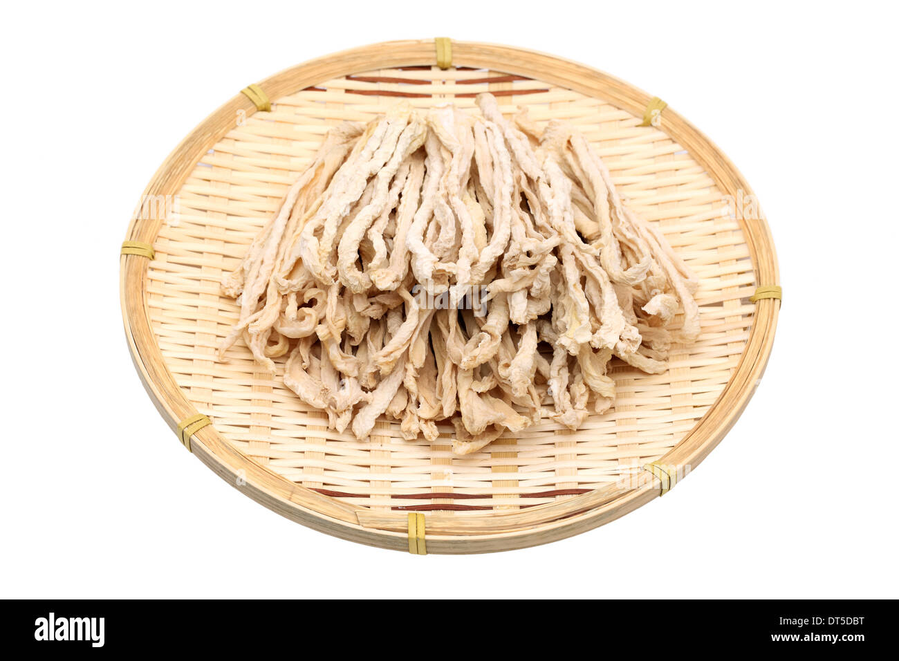 dried radish slice on bamboo basket, japanese food ingredient Stock