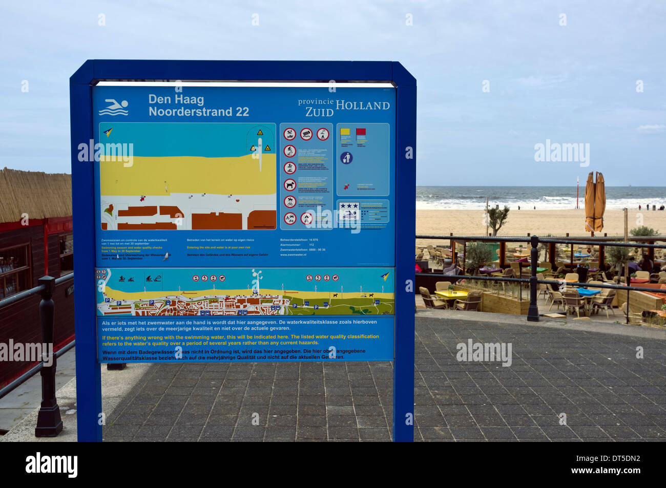 Noorderstrand beach information board and guide  the Hague (Den Haag) Netherlands (Nederland) Stock Photo