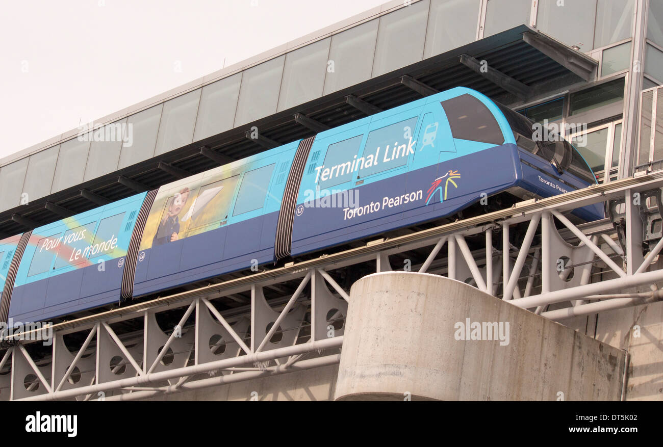 Link shuttle train at Pearson International Airport in Toronto that takes passengers between Terminal 1 to Terminal 3 Stock Photo