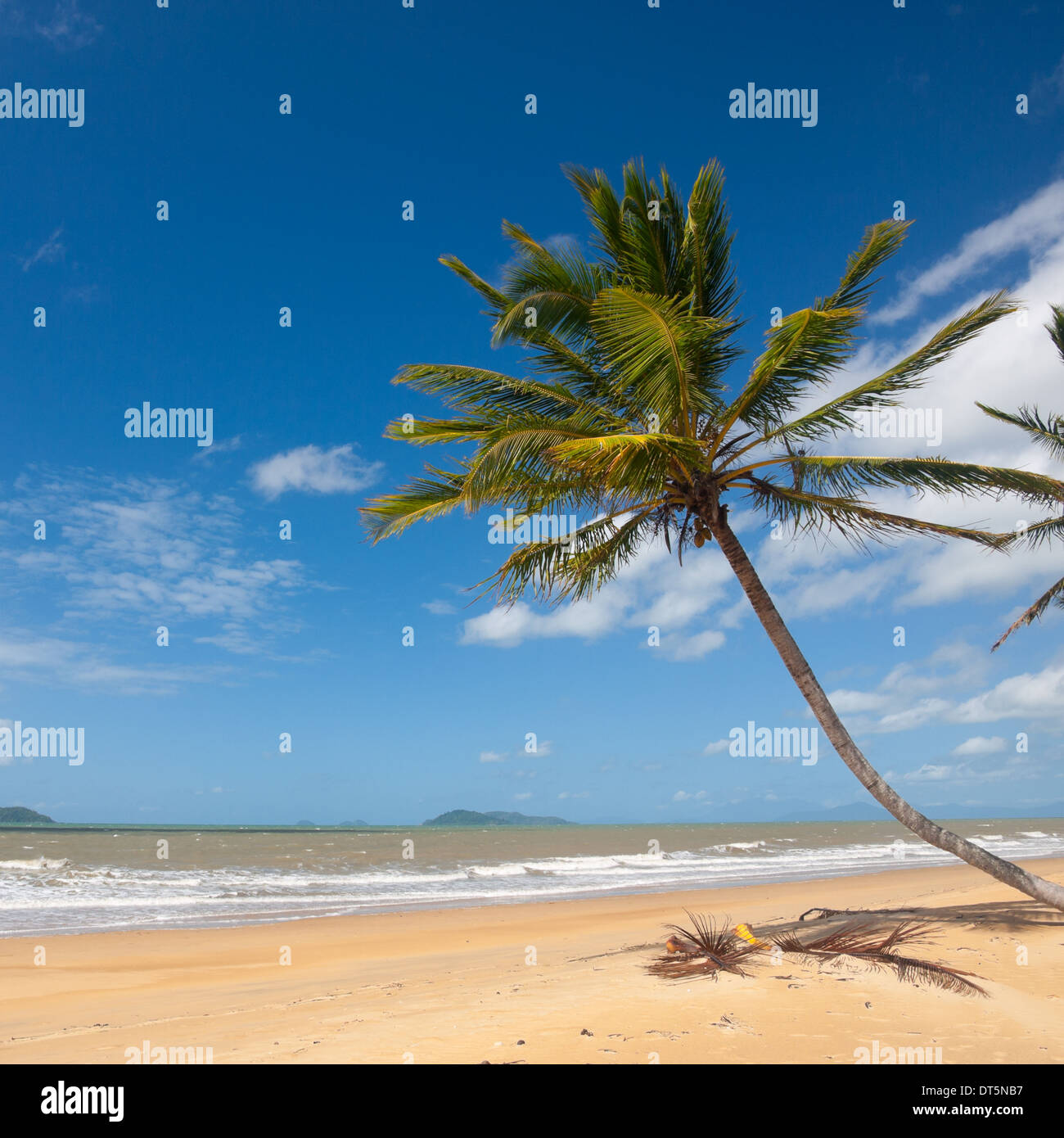 A view of the brilliant beach at South Mission Beach, Queensland, Australia. Stock Photo