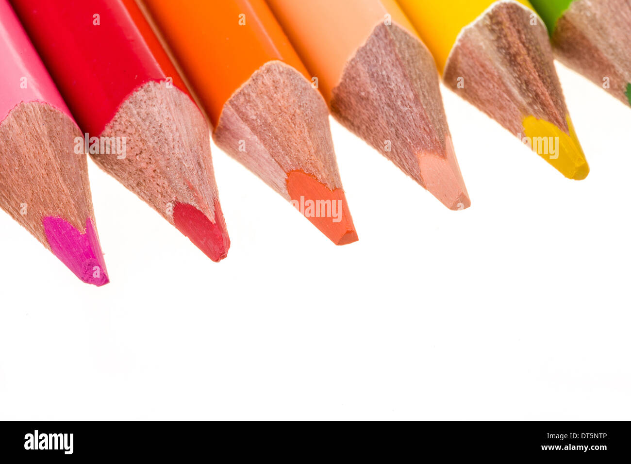 Colour pencils isolated on white background close up Stock Photo