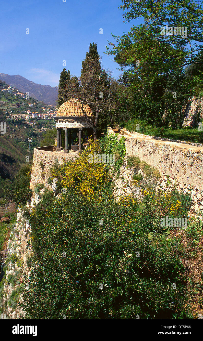 Ravello. View from the Villa Cimbrone towards Scala. Campagnia Italy Stock Photo
