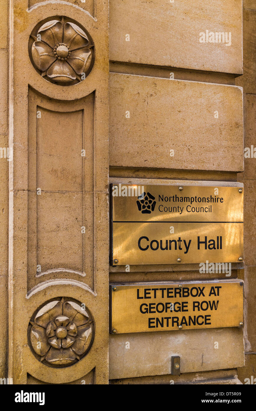 County hall brass name plate - Northampton Stock Photo