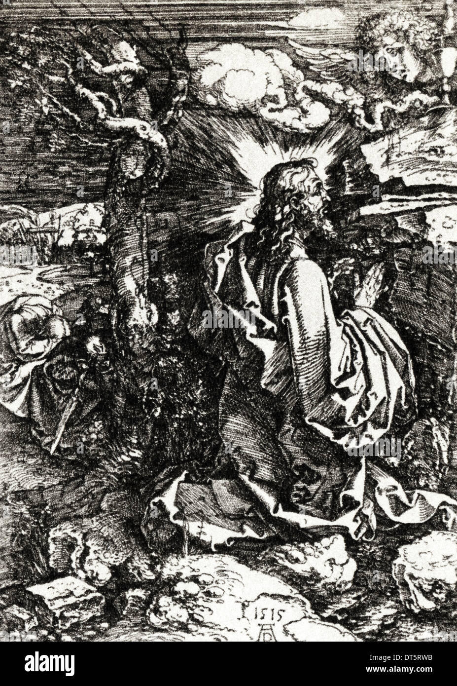 Agony in the Garden etching by Albrecht Durer circa 1515 German artist 1471 - 1528 Stock Photo