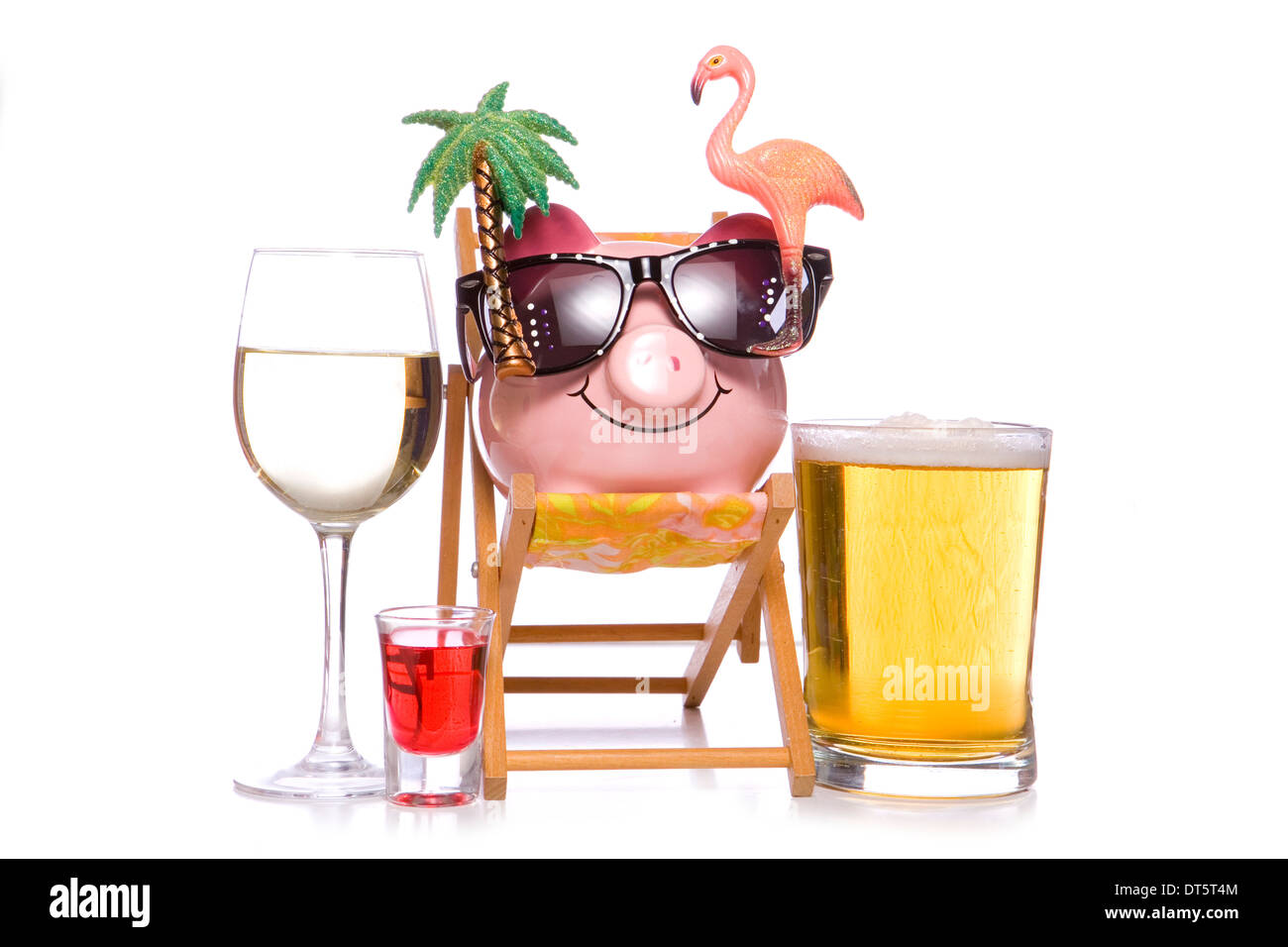 party holiday with booze piggy bank cutout Stock Photo