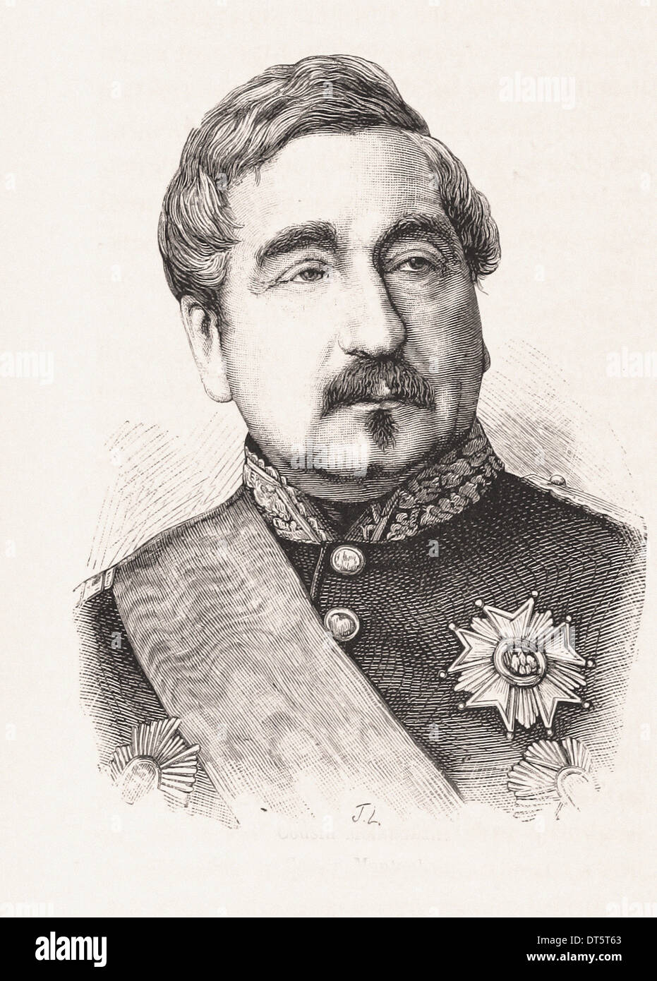 Portrait of Cousin Montauban - French engraving XIX th century Stock Photo