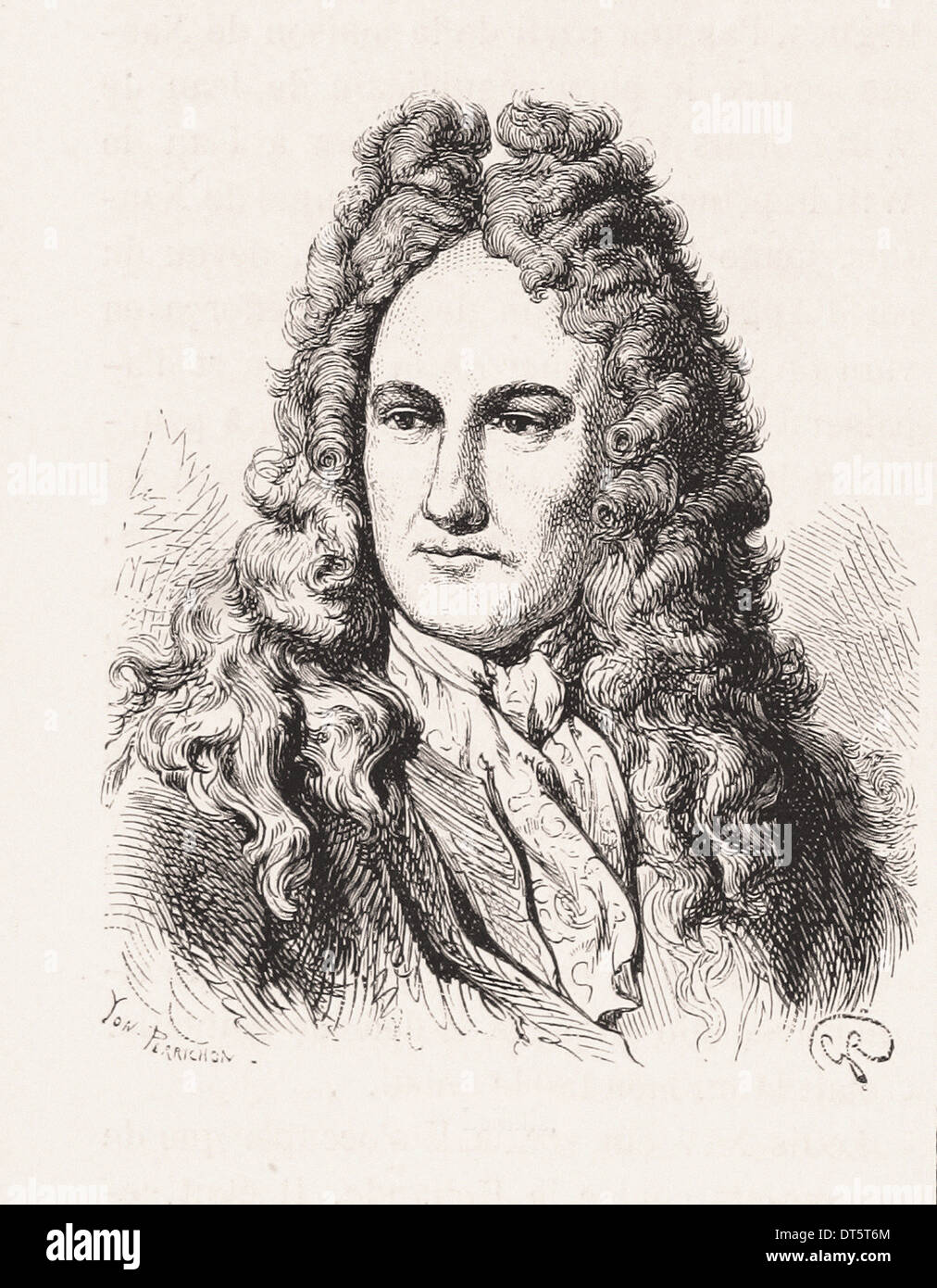 Portrait of Gottfried Wilhelm Leibniz - French engraving XIX th century Stock Photo