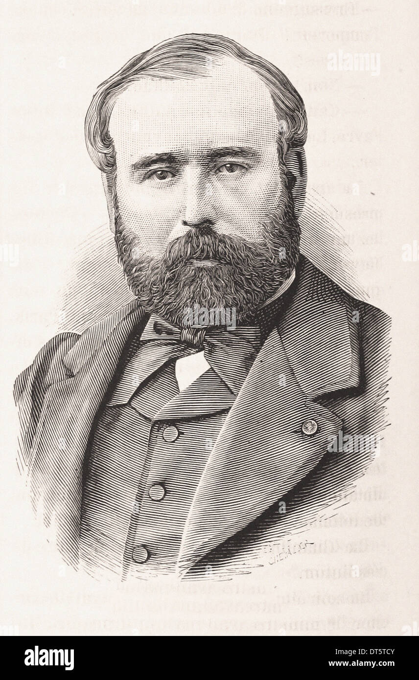 Portrait of Henri Chevreau - French engraving XIX th century Stock Photo