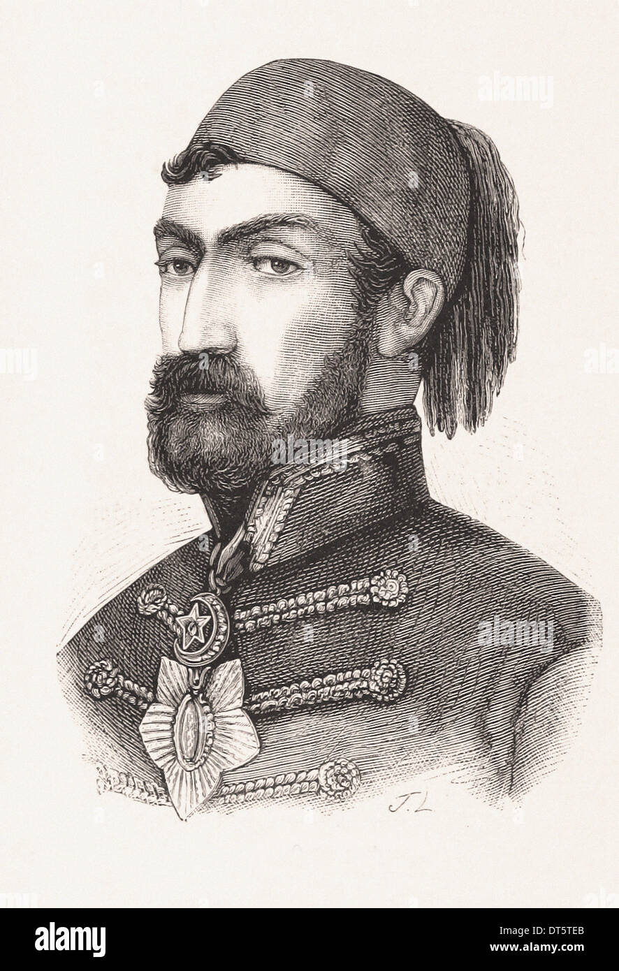Portrait of Omar Pacha French engraving XIX th century Stock Photo
