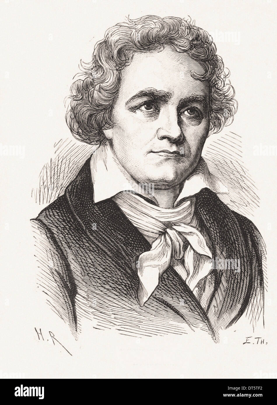 Portrait of Ludwig van Beethoven - French engraving XIX th century Stock Photo
